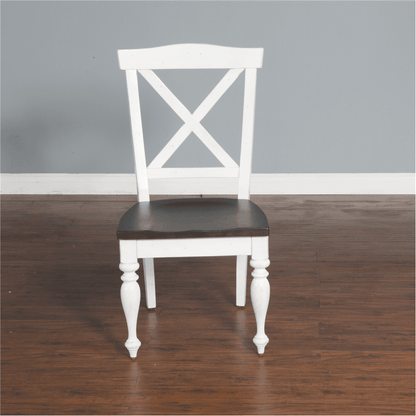 Sunny Designs - Carriage House Crossback Chair in White & Dark Brown (Set of 2) - 1666EC veiw 2