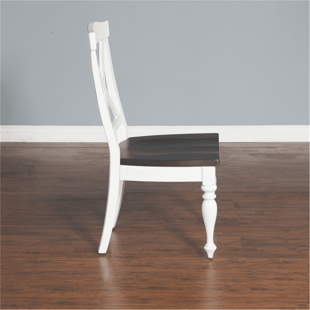 Sunny Designs - Carriage House Crossback Chair in White & Dark Brown (Set of 2) - 1666EC veiw 3