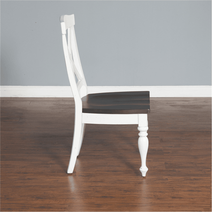 Sunny Designs - Carriage House Crossback Chair in White & Dark Brown (Set of 2) - 1666EC veiw 3
