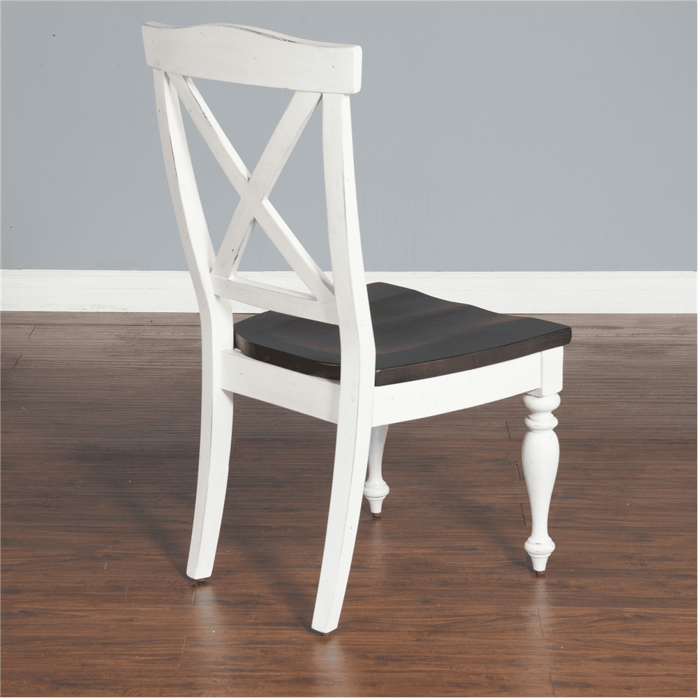 Sunny Designs - Carriage House Crossback Chair in White & Dark Brown (Set of 2) - 1666EC veiw 4