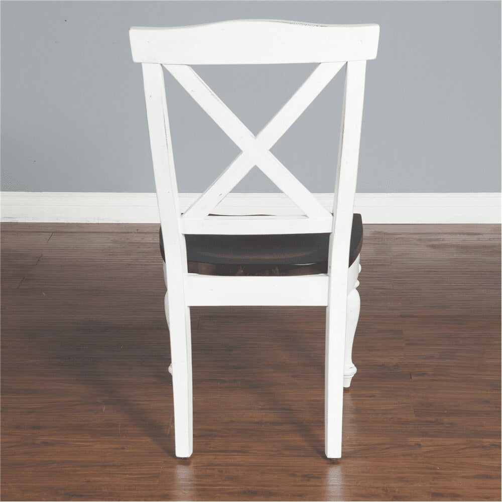 Sunny Designs - Carriage House Crossback Chair in White & Dark Brown (Set of 2) - 1666EC veiw 5