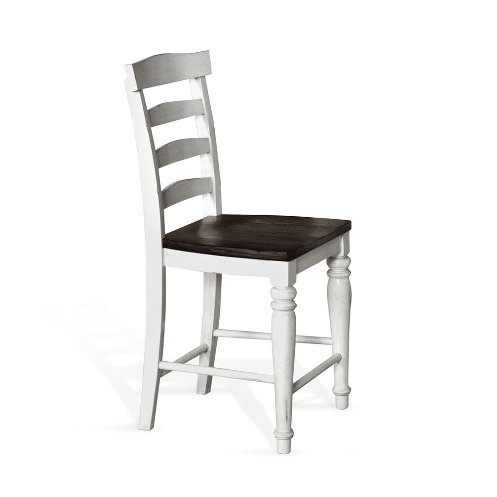 Sunny Designs - Carriage House Ladderback Chair White/Dark Brown in White & Dark Brown (Set of 2) - 1432EC veiw 2