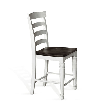 Sunny Designs - Carriage House Ladderback Chair White/Dark Brown in White & Dark Brown (Set of 2) - 1432EC veiw 2