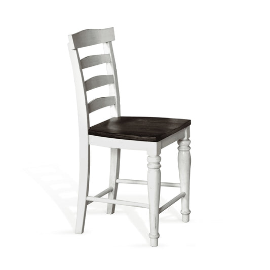 Sunny Designs - Carriage House Ladderback Chair White/Dark Brown in White & Dark Brown (Set of 2) - 1432EC veiw 2