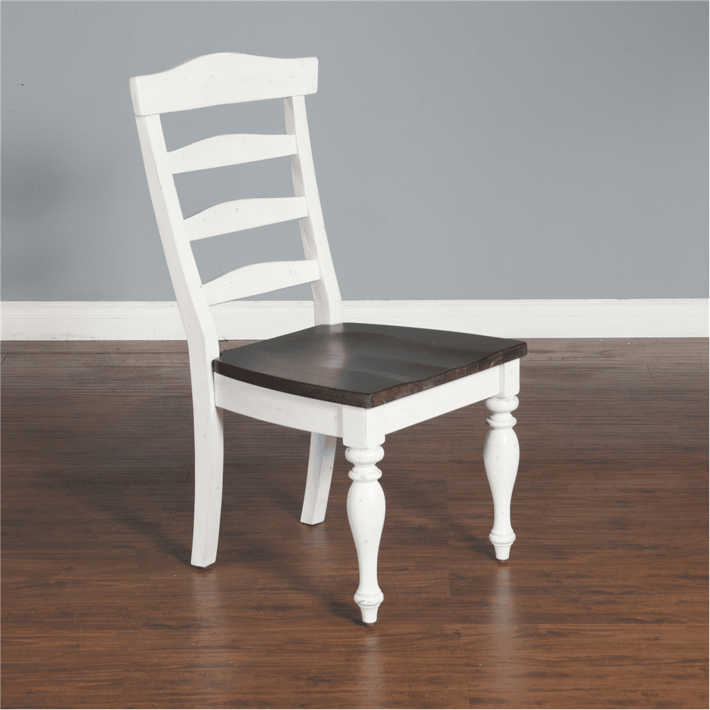 Sunny Designs - Carriage House Ladderback Chair White/Dark Brown in White & Dark Brown (Set of 2) - 1432EC veiw 4