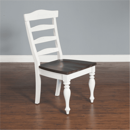 Sunny Designs - Carriage House Ladderback Chair White/Dark Brown in White & Dark Brown (Set of 2) - 1432EC veiw 4