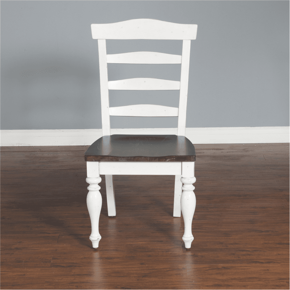 Sunny Designs - Carriage House Ladderback Chair White/Dark Brown in White & Dark Brown (Set of 2) - 1432EC veiw 5