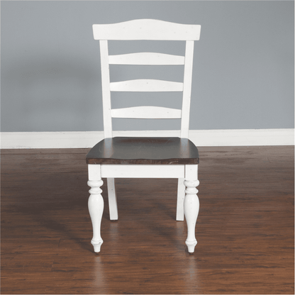 Sunny Designs - Carriage House Ladderback Chair White/Dark Brown in White & Dark Brown (Set of 2) - 1432EC veiw 5