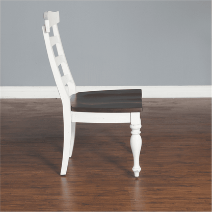 Sunny Designs - Carriage House Ladderback Chair White/Dark Brown in White & Dark Brown (Set of 2) - 1432EC veiw 6