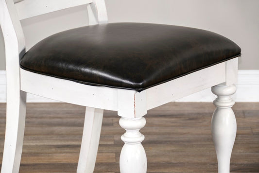 Sunny Designs - Carriage House Ladderback Chair with Cushion Seat in White & Dark Brown (Set of 2) - 1432EC-C veiw 2