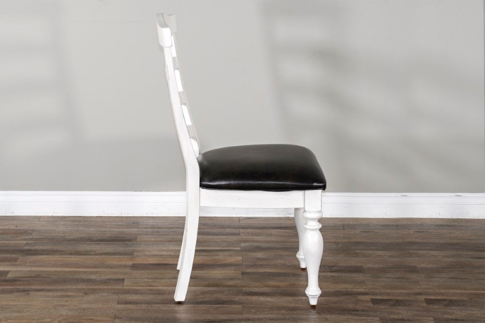Sunny Designs - Carriage House Ladderback Chair with Cushion Seat in White & Dark Brown (Set of 2) - 1432EC-C veiw 3