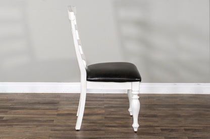 Sunny Designs - Carriage House Ladderback Chair with Cushion Seat in White & Dark Brown (Set of 2) - 1432EC-C veiw 3