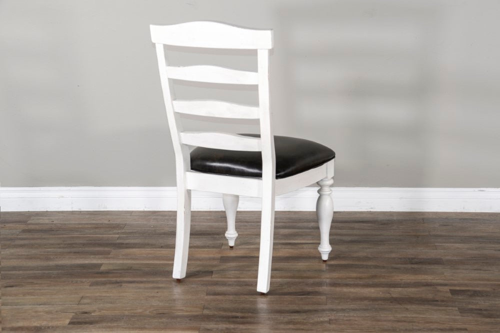 Sunny Designs - Carriage House Ladderback Chair with Cushion Seat in White & Dark Brown (Set of 2) - 1432EC-C veiw 4