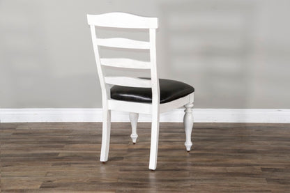 Sunny Designs - Carriage House Ladderback Chair with Cushion Seat in White & Dark Brown (Set of 2) - 1432EC-C veiw 4