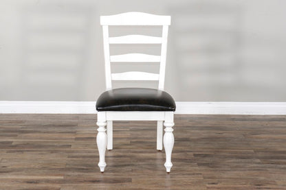 Sunny Designs - Carriage House Ladderback Chair with Cushion Seat in White & Dark Brown (Set of 2) - 1432EC-C veiw 5