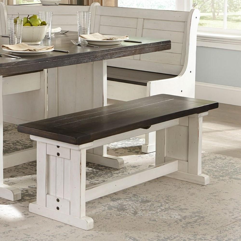 Sunny Designs - Carriage House Side Bench in White & Dark Brown - 0113EC-SB veiw 2