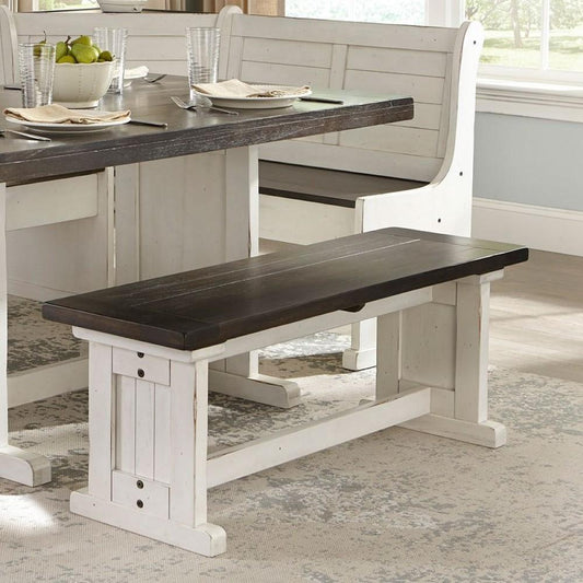 Sunny Designs - Carriage House Side Bench in White & Dark Brown - 0113EC-SB veiw 2