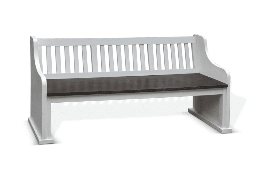 Sunny Designs - Carriage House Slat Back Bench in White & Dark Brown - 1629EC veiw 1
