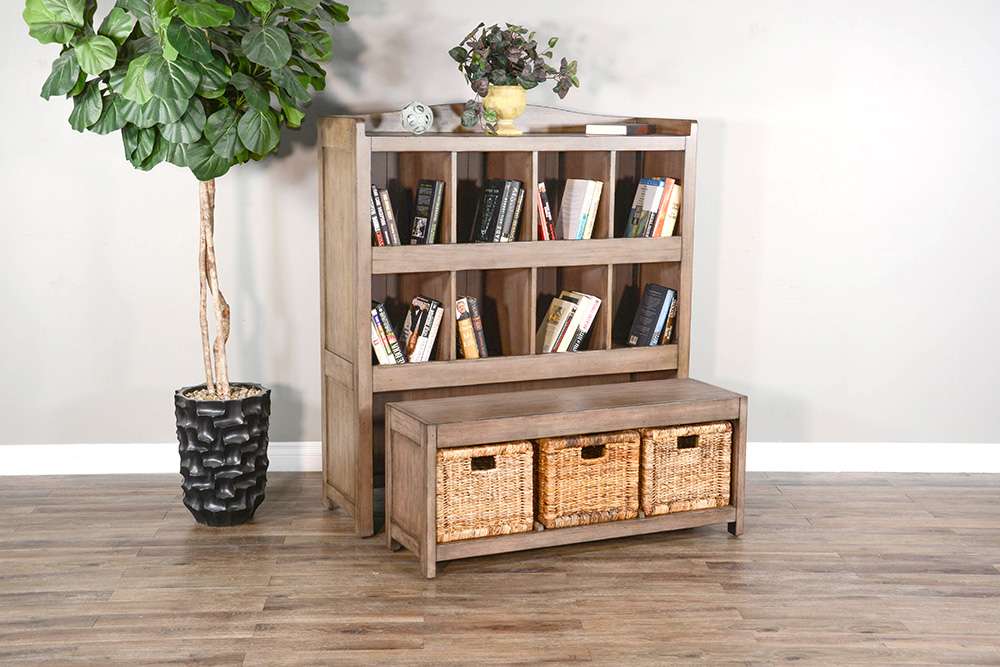 Sunny Designs - Doe Valley -  Doe Valley 57in Wood Storage Bookcase and Bench in Light Brown - 2993BU veiw 1