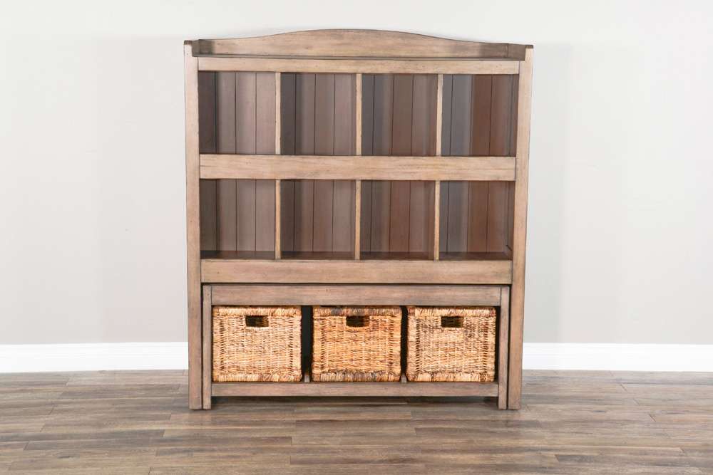 Sunny Designs - Doe Valley -  Doe Valley 57in Wood Storage Bookcase and Bench in Light Brown - 2993BU veiw 2
