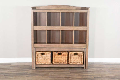 Sunny Designs - Doe Valley -  Doe Valley 57in Wood Storage Bookcase and Bench in Light Brown - 2993BU veiw 2