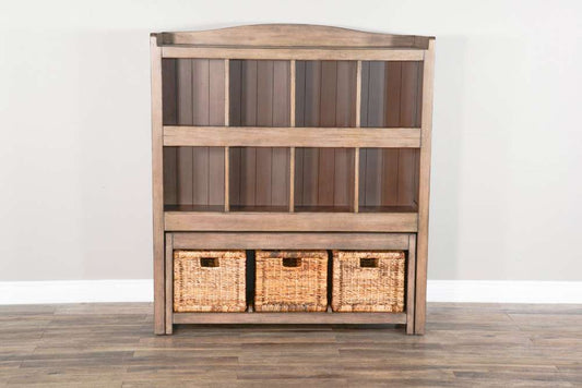 Sunny Designs - Doe Valley -  Doe Valley 57in Wood Storage Bookcase and Bench in Light Brown - 2993BU veiw 2