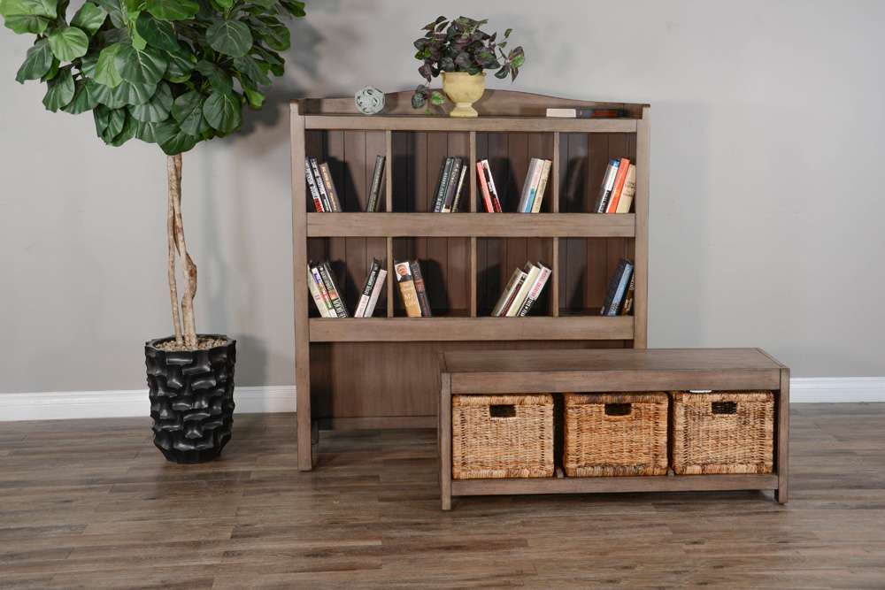 Sunny Designs - Doe Valley -  Doe Valley 57in Wood Storage Bookcase and Bench in Light Brown - 2993BU veiw 3