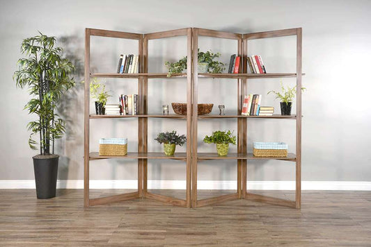 Sunny Designs - Doe Valley -  Doe Valley 80in Wood Room Divider-Bookcase in Taupe Brown - 2997BU veiw 1