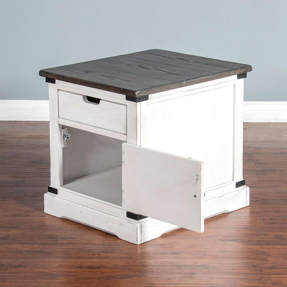 Sunny Designs - End Table in White & Dark Brown - 3270FC2-E veiw 3