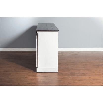 Sunny Designs - European Cottage Barn Door 65in TV Console in White & Dark Brown - 3577EC-2 veiw 5