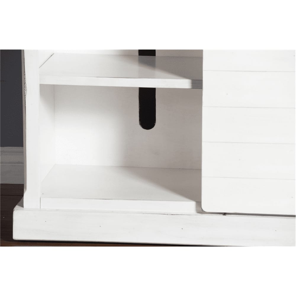 Sunny Designs - European Cottage Barn Door 65in TV Console in White & Dark Brown - 3577EC-2 veiw 6