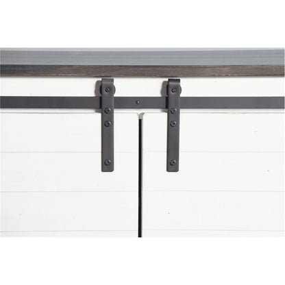 Sunny Designs - European Cottage Barn Door 65in TV Console in White & Dark Brown - 3577EC-2 veiw 8