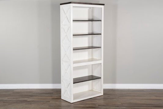 Sunny Designs - European Cottage Bookcase - Dark brown and White - 2822EC-BO veiw 1