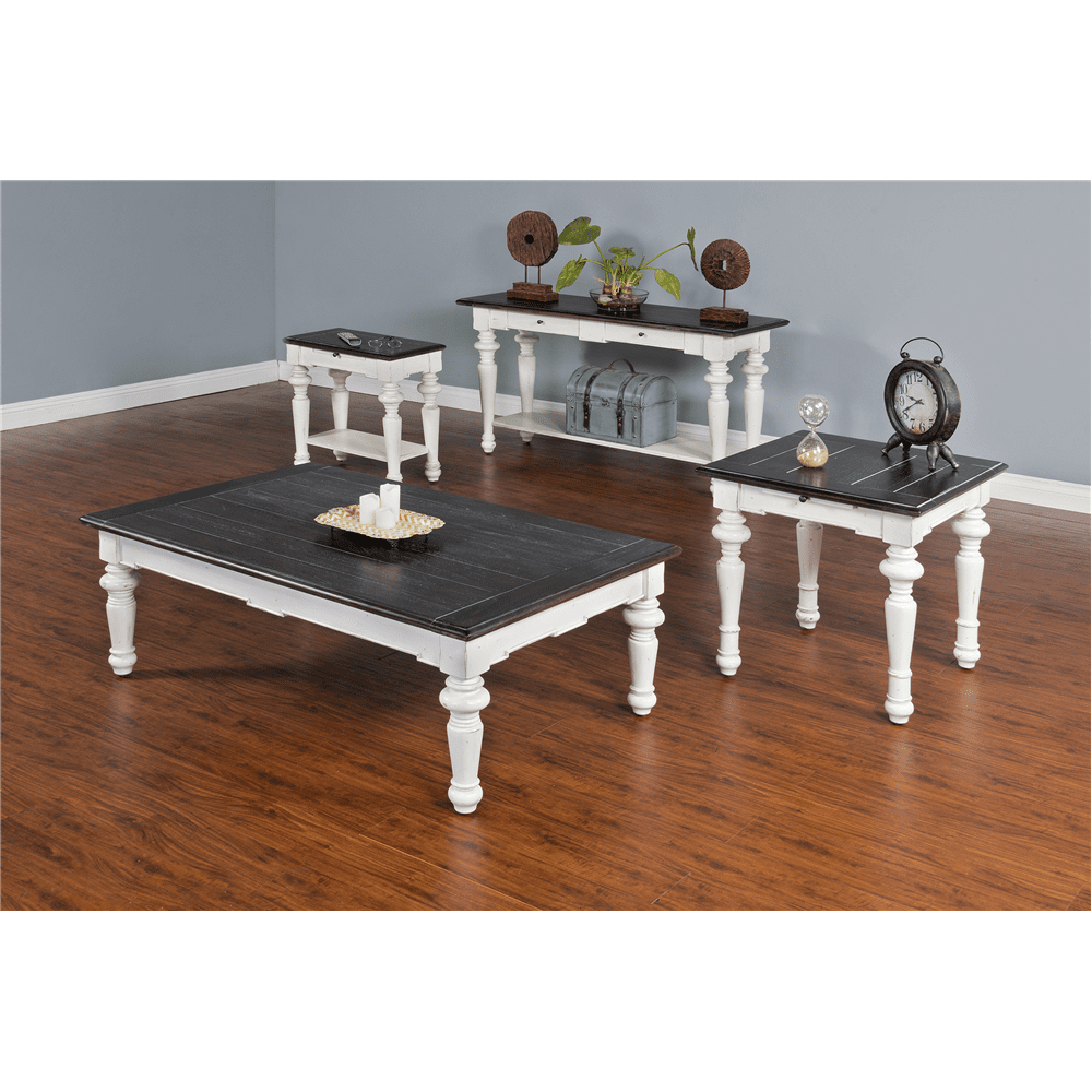 Sunny Designs - European Cottage Coffee Table in White & Dark Brown - 3273EC-C veiw 2