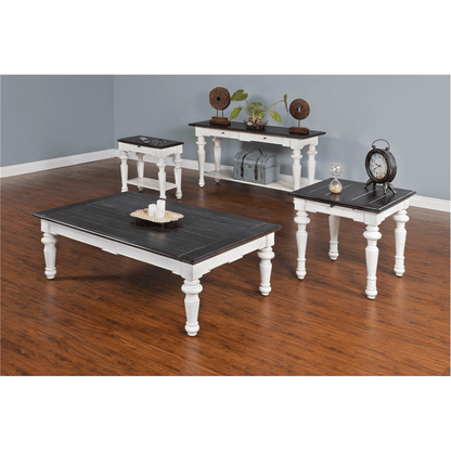 Sunny Designs - European Cottage End Table in White & Dark Brown - 3273EC-E veiw 3