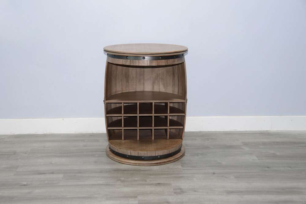 Sunny Designs -  Half Barrel Wine Bar with Metal Accents - 2096DR veiw 5