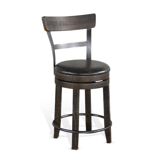 Sunny Designs - Homestead 24inH Barstool with Back & Swivel Cushion Seat in Dark Brown (Set of 2) - 1624TL2-B24 veiw 1
