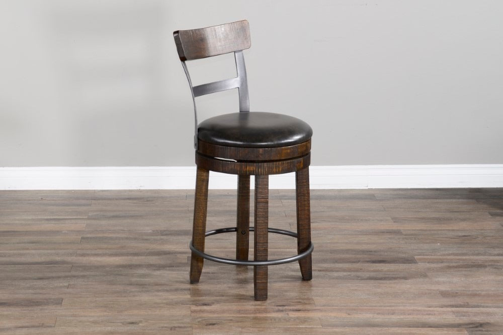 Sunny Designs - Homestead 24inH Barstool with Back & Swivel Cushion Seat in Dark Brown (Set of 2) - 1624TL2-B24 veiw 3