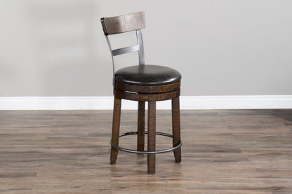 Sunny Designs - Homestead 24inH Barstool with Back & Swivel Cushion Seat in Dark Brown (Set of 2) - 1624TL2-B24 veiw 3