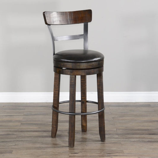 Sunny Designs - Homestead 30inH Barstool with Back & Swivel Cushion Seat in Dark Brown (Set of 2) - 1624TL2-B30 veiw 1