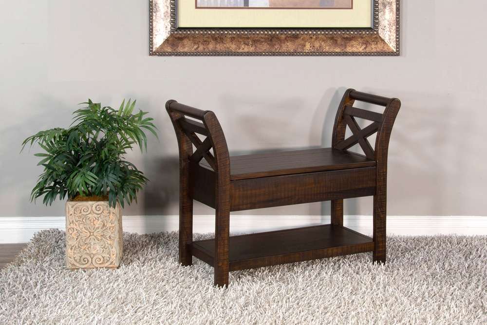 Sunny Designs - Homestead -  Accent Bench with Storage, Wood Seat - 2075TL veiw 2