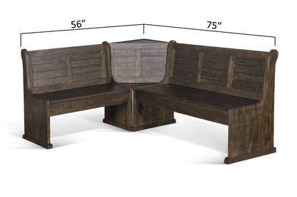 Sunny Designs - Homestead Corner Bench (Nook) in Dark Brown - 0113TL-BL_BS veiw 2