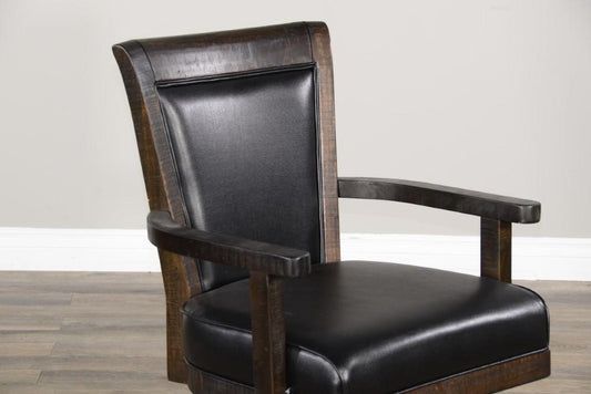 Sunny Designs - Homestead Game Chair with Casters and Back & Cushion Seat in Dark Brown - 1444TL2 veiw 2