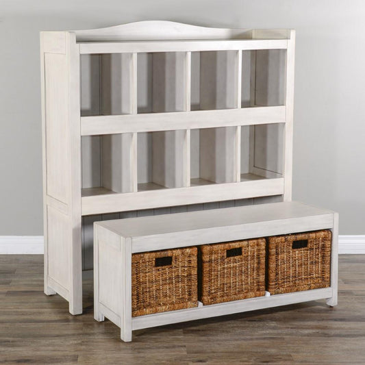 Sunny Designs - Marble White Storage Bookcase and Bench - White - 2993MW veiw 2