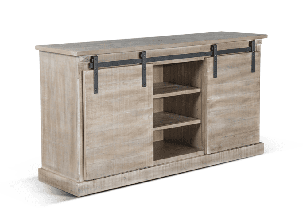 Sunny Designs - Mountain Ash Barn Door 65in TV Console in Light Taupe - 3577MA-2 veiw 1