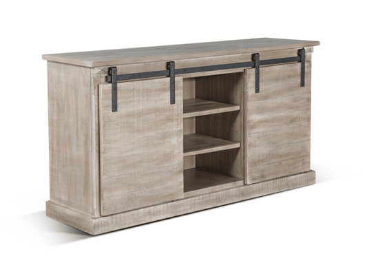 Sunny Designs - Mountain Ash Barn Door 65in TV Console in Light Taupe - 3577MA-2 veiw 1