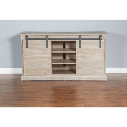 Sunny Designs - Mountain Ash Barn Door 65in TV Console in Light Taupe - 3577MA-2 veiw 2