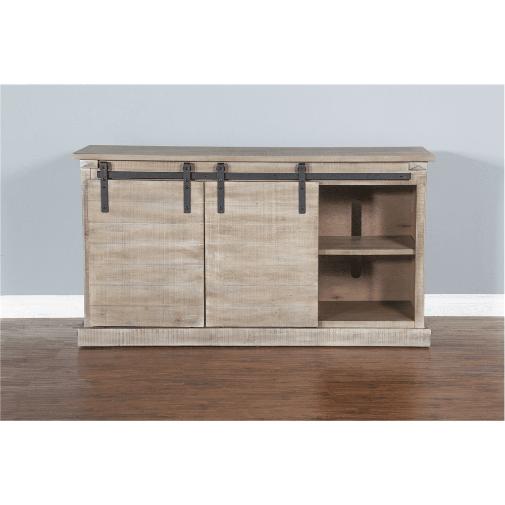 Sunny Designs - Mountain Ash Barn Door 65in TV Console in Light Taupe - 3577MA-2 veiw 3
