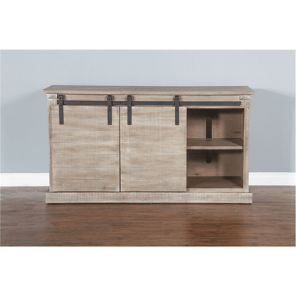 Sunny Designs - Mountain Ash Barn Door 65in TV Console in Light Taupe - 3577MA-2 veiw 3