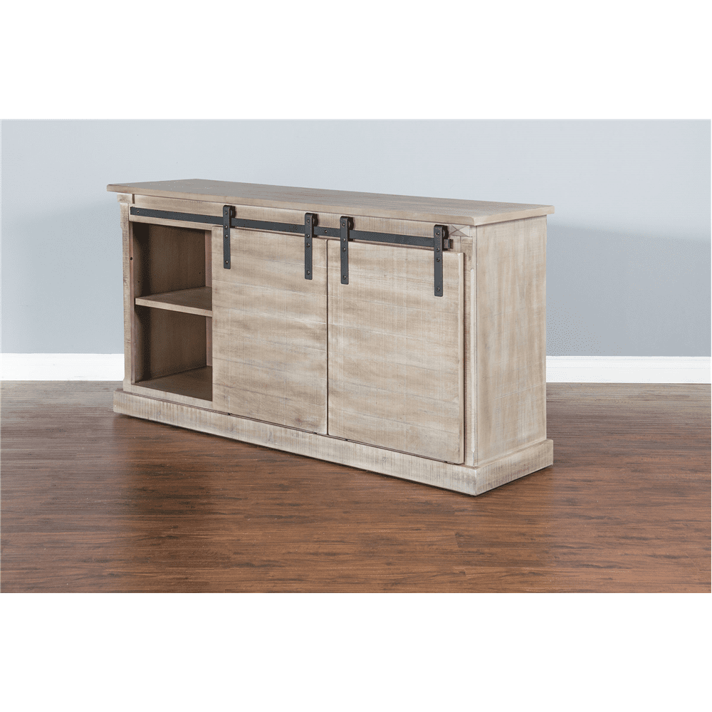 Sunny Designs - Mountain Ash Barn Door 65in TV Console in Light Taupe - 3577MA-2 veiw 4